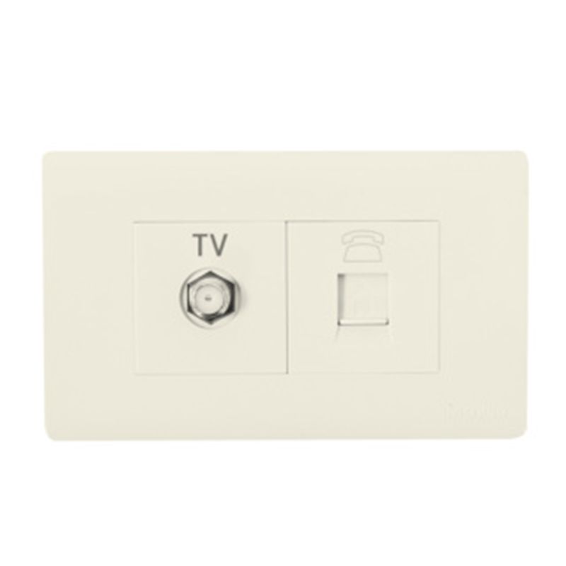 7-JACK TELEFONO RJ11 + TV COAXIAL MARFIL AQUA